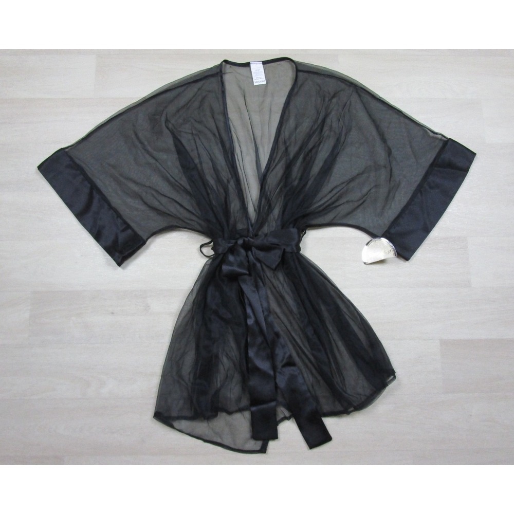 NWT Vintage 90s Sears Inner Most Sheer Kimono Robe (M) Satin Trim Lingerie NEW